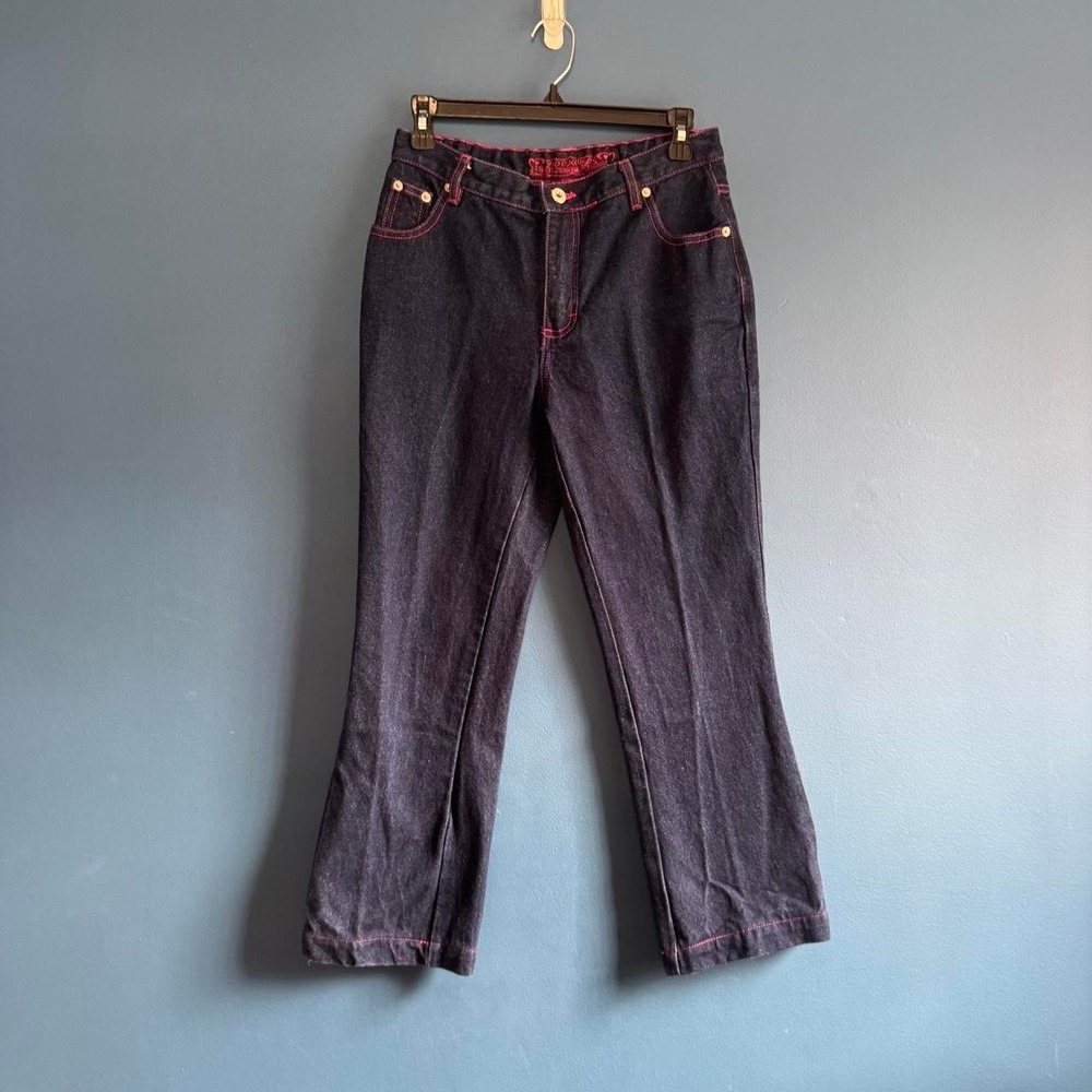 Vintage 90s Mom Jeans Women's Size‎ 5/6 No Excuses Hot Pink Dark Wash Crop